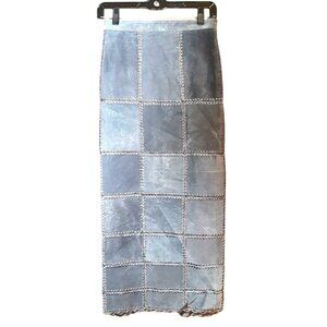 Jon Lawrence Blue Suede Skirt Women 22W Midi Lined Crochet